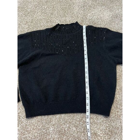 Britches of Georgetowne lambs wool Blend cropped Sweater black mock neck Size L - Picture 4 of 8